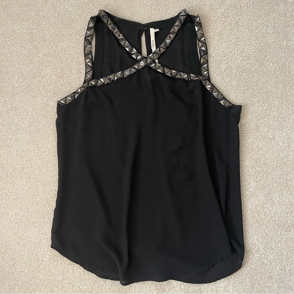 Bellatrix black beaded cross strap blouse - medium
